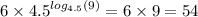 6 \times {4.5}^{ log_{4.5}(9) } = 6 \times 9 = 54