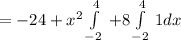 =-24+x^{2} \int\limits^4_ {-2} \,+8\int\limits^4_ {-2} \, 1dx