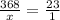 \frac{368}{x} =\frac{23}{1}