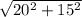 \sqrt{20^{2} + 15^{2} }