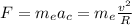 F=m_ea_c=m_e\frac{v^2}{R}