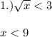 1.) \sqrt{x}