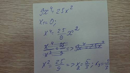 Solve the equation 9x4=25x2