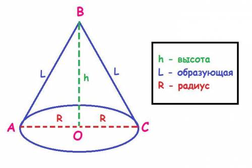 Высота и радиус конуса равны 7 см. Найдите длину образующей и боковую поверхность конуса.