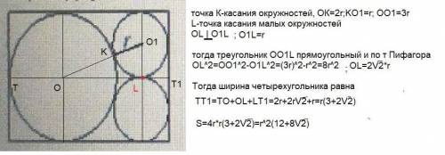 Радиус меньшей окружности, указанной на рисунке, равна r. Найдите площадь четырехугольника. (правиль