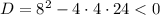 D=8^2-4\cdot4\cdot24