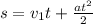 s=v_1t+\frac{at^2}{2}