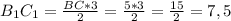 B_1C_1 = \frac{BC*3}{2}=\frac{5*3}{2}=\frac{15}{2} =7,5