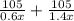 \frac{105}{0.6x} + \frac{105}{1.4x}