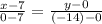 \frac{x-7}{0-7} = \frac{y-0}{(-14)-0}