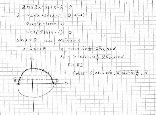 Решите уравнение 2 cos2 x+ sin x = 2 В ответе укажите количество корней уравнения, принадлежащих отр