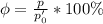 \phi=\frac{p}{p_0'}*100\%