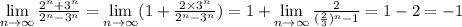 \lim\limits_{n\to\infty}\frac{2^n+3^n}{2^n-3^n}=\lim\limits_{n\to\infty}(1+\frac{2\times3^n}{2^n-3^n})=1+\lim\limits_{n\to\infty}\frac{2}{(\frac{2}{3})^n-1 }=1-2=-1