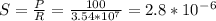 S=\frac{P}{R}=\frac{100}{3.54*10^7}=2.8*10^-^6