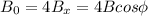 B_0=4B_x=4Bcos\phi