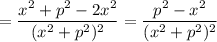 =\dfrac{x^2+p^2-2x^2}{(x^2+p^2)^2}=\dfrac{p^2-x^2}{(x^2+p^2)^2}