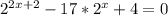 2^{2x+2}-17*2^{x}+4=0