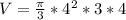 V=\frac{\pi}{3}*4^2*3*4