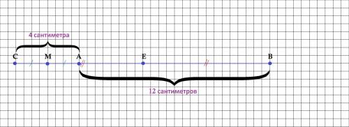 Длина отрезка AB равна 12 см.AC=4 см,M-середина АС,E-середина CB.Найдите длину отрезка МE.Рассмотрит