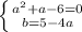 \left \{ {{a^2+a-6=0} \atop {b=5-4a}} \right.