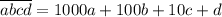 \overline{abcd}=1000a+100b+10c+d