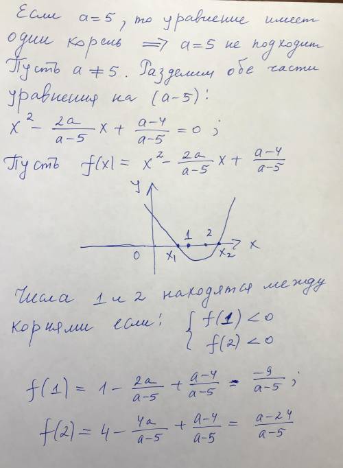 решить параметр. Делал все по правилу. Проверил все случаи(а-5 больше нуля, а-5 меньше нуля, а-5 рав