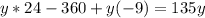 y*24-360+y(-9)=135y