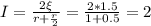 I=\frac{2\xi}{r+\frac{r}{2} }=\frac{2*1.5}{1+0.5}=2