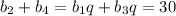 b_{2} +b_{4} =b_{1} q+b_{3} q=30