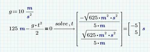 Тело падает свободно с высоты 125m. Найти время (s) его падения. g=10m/s2​