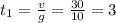 t_1=\frac{v}{g}=\frac{30}{10} =3