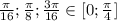 \frac{\pi}{16}; \frac{\pi}{8}; \frac{3\pi}{16}\in [0;\frac{\pi}{4} ]