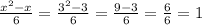 \frac{x^2-x}{6} =\frac{3^2-3}{6} =\frac{9-3}{6} =\frac{6}{6} =1