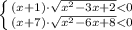 \left \{ {{(x+1)\cdot \sqrt{x^2-3x+2}