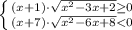 \left \{ {{(x+1)\cdot \sqrt{x^2-3x+2}\geq0} \atop {(x+7)\cdot \sqrt{x^2-6x+8}< 0}} \right.