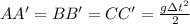 AA'=BB'=CC'=\frac{g\Delta t^2}{2}