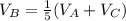 V_{B}=\frac{1}{5} (V_{A}+V_{C})