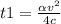 t1 = \frac{\alpha v^{2} }{4c}