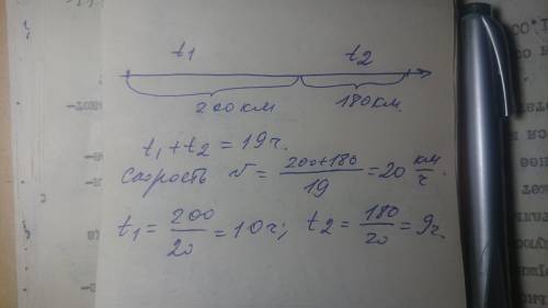 4. Теплоход был в пути 19 чв течение двух дней. В первый день он км, а во второй 180 км. Сколько час