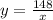 y=\frac{148}{x}