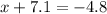 x+7.1 = -4.8