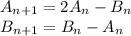 A_{n+1} = 2A_n - B_n\\B_{n+1} = B_n - A_n