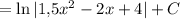 = \ln|1{,}5x^2-2x+4| + C