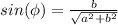 sin(\phi) = \frac{b}{\sqrt{a^2+b^2}}