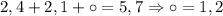 2,4 + 2,1 + \circ = 5,7 \Rightarrow \circ = 1,2