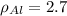 \displaystyle \rho_{Al}=2.7