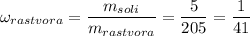 \omega_{rastvora}=\dfrac{m_{soli}}{m_{rastvora}}=\dfrac{5}{205}=\dfrac{1}{41}