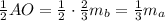 \frac{1}{2} AO=\frac{1}{2}\cdot \frac{2}{3} m_{b}=\frac{1}{3} m_{a}