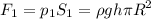 \displaystyle F_1=p_1S_1=\rho gh\pi R^2