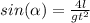 sin(\alpha) = \frac{4l}{gt^2}